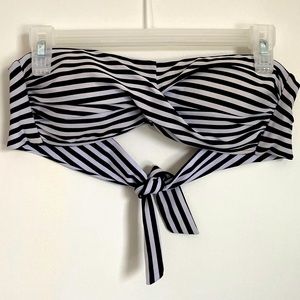 Allen B. by Allen Schwartz Black and White Striped Strapless Bikini Top